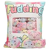 HXPLN Katze Plüsch Kissen, Katze Pudding Kissen, Abnehmbare Kuscheltier Katze Spielzeug, Snack Kissen mit Plüsch Katze, Niedliche Katze Geschenk für Kinder (8 Bunte Kätzchen)