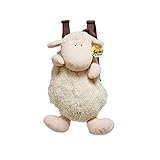 Euro Souvenirs Rucksack Kuscheltier aus Plüsch Schaf | Tasche Plüschrucksack 33cm | Mit verstellbaren Rückenträgern (weiß)