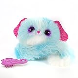 BANDAI - Pomsies - Lulu - Weiss-Blauer Welpe - Interaktives Kuscheltier, das Sich überall befestigen lässt - 82844