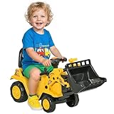 HOMCOM Sitzbagger Aufsitzbagger mit Schaufel Kinderbagger mit Stauraum unter Sitz Rutschauto Spielzeugbagger zum Sitzen bis 30kg, Draufsitzen für Kinder 1,5-4 Jahre Gelb+Schwarz