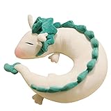 GXFLO Anime Cute White Dragon Nackenkissen U-Förmigen Travel Pillow-Puppe Plüschtier, Weichem Plüsch Drache Gefüllte Puppe