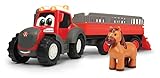 Dickie Toys 203815005 Happy Massey Ferguson Animal Trailer, Traktor mit Tieranhänger und Pferd, Trecker mit Anhänger, Bauernhof Spielzeug, Licht & Sound, 30 cm, ab 12 Monaten, rot