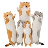 Bobomon Katze Kuscheltier stofftier Katze langes Kissen riesen XXL Kawaii groß plüschtier plüschkatze Cute seitenschläferkissen cat plushie (Grau, 50cm)