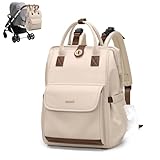 GOLF QUALITY Wickelrucksack, Damentasche für Reise, Wasserdicht Backpack mit Haken, Wickeltasche Große Kapazität, Laptop Rucksack 16 Zoll Mommy Bag, Apricot