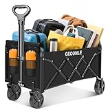 Bollerwagen Faltbar 100L 100KG Handwagen mit Getränkehalter Transportwagen Gartenwagen Strandwagen für Alle Gelände Draussen Einkaufen für Garten Camping Festival