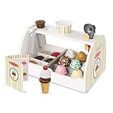 Melissa & Doug Eisdiele aus Holz - 28-teiliges Spielset zum Portionieren und Servieren von 8 Sorten Eiscreme in Eistüten oder im Eisbecher, Spielgeld inklusive, für Kinder ab 3 Jahren