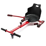 Wiltec Sitzscooter Rot, verstellbarer Kartsitz für Elektroscooter bis 120 kg, Sitzscooter kompatibel mit Hoverboards, ergonomischer Sitz