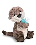 NICI Kuscheltier Otter Oda mit Fisch 25cm - grau - Stofftier aus weichem Plüsch, niedliches Plüschtier zum Kuscheln und Spielen, für Kinder & Erwachsene, tolle Geschenkidee - 62648