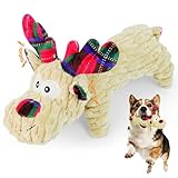 ROSAUI Hundespielzeug Weihnachten, Quietschend Spielzeug für Große Mittlere Kleine Hunde. Geschenke Kuscheltier Rentiere, Hunde