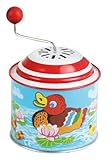 LENA 52761 Musikdrehdose Kleine Enten, Musikdose ca. 10,5 x 7,5 cm, Blechdrehdose mit Melodie, Drehdose aus Metall, Drehorgel für Kinder ab 18 Monaten, Motiv Entchen, Orgel, Spieluhr, Bunt