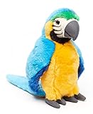 Uni-Toys - Papagei (blau) - 24 cm (Höhe) - Plüsch-Vogel, Ara - Plüschtier, Kuscheltier