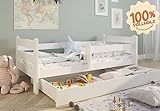 Weißes Kinderbett mit Rausfallschutz 80x160 cm oder 90x200 cm