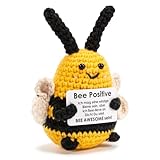 Pocket Hug Bienen, Niedliche Biene Häkeltiere, Positive Geschenke Biene Kuscheltier, Pocket Hug Deutsch Häkelbiene Karte mit Positiver Energie, Ermutigungsgeschenk Motivationsgeschen für Frauen Kinder