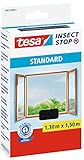 tesa Insect Stop STANDARD Fliegengitter für Fenster - Insektenschutz zuschneidbar - Mückenschutz ohne Bohren - 1 x Fliegen Netz anthrazit - 130 cm x 150 cm || Klettlänge 5,60m