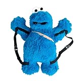 United Labels Sesamstraße Krümelmonster Rucksack 58 cm, 3D Plüsch Rucksack mit verstellbaren Gurten, Plüschtier blau