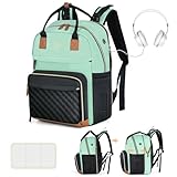 Tonyeee Wickeltasche Rucksack Baby Wickelrucksack mit Wickelauflage 25-37L Erweiterbares Große Wickeltasche Kinderwagengurten, Reise Rucksack Windeltasche Multifunktional Mommy Bag, Grün Schwarze