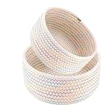 CUEMOON 2er Set Aufbewahrungskorb Baumwollseil Geflochten, Aufbewahrungskörbe Wickeltisch Organizer für Badezimmer, Kinderzimmer, Wohnzimmer, Stapelbare Mehrzweck Aufbewahrungskorb