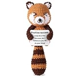TOYMIS Positiver Waschbär, 15 cm Gehäkelter Waschbär Emotionale Unterstützung Süße Positive Puppe Gestrickte Spielzeugpuppe Aufmunterndes Geschenk für Familie Freunde Ermutigung Party-Dekoration