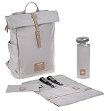 LÄSSIG Wickeltasche, Wickelunterlage, Kinderwagenbefestigung, Flaschenhalter nachhaltig produziert/GRE Rolltop Backpack, Grau