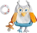 HABA Entdeckertuch Eule, Baby Spielzeug mit Beißring, Baby Kuscheltier für Schnuller, Greifling, Wärmekissen, Geschenk zur Geburt - 1306919001
