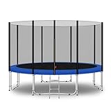 Baunsal® Trampolin Outdoor Ø 305 cm (EXD) blau als Komplettset mit Federabdeckung, Sprungmatte, Netz und Leiter - Gartentrampolin Spielzeug für Kinder