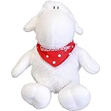 Sheepworld - 45563 - Schaf mit Halstuch Glücksbringer, ca. 18 cm, sitzend!!!, weich und flauschig Plüschtier, 100% Polyester, Weiß/Rot