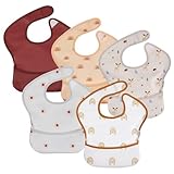 Soarwg Kids Baby Lätzchen mit Auffangschale Set 5 Stk Kleinkind Fütterlätzchen mit Auffangschale, Klettverschluss Superleicht Wasserdicht Waschbar Schmutzabweisend 003