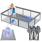 Laufstall Baby mit Matratze,180 * 127 Laufgitter baby Faltbar,Indoor&Outdoor Baby Laufgitter,Laufstall Faltbar mit 50 Ozeanbällen