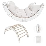 MAMOI® Kletterbogen mit Kissen, Kissen für Kinder, Kletterdreieck aus Holz, Kletterdreieck, Baby Klettern, Holzbogen für Kinder, Spielplatz, Klettergerüst Indoor