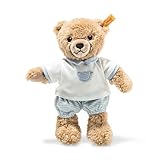 Steiff Kuscheltier Schlaf-gut-Bär, Süßes Stofftier, Jungen, Mädchen & Babys ab 0 Monaten, Soft Cuddly Friends, Plüschtier 25 cm, Blau, 239571