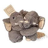 Habibi Premium Wärmekissen/Stofftier f. Kinder+Erwachsene – 2041 Hugys Elefant Papa + Kind Kuschelfreunde 2er Set, herausnehmbare Hirsefüllung, zum Erwärmen i.d. Mikrowelle/Backofen (grau/weiß)