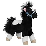 Depesche 13479 Miss Melody - Kuscheltier Pferd in Schwarz Weiß, mit blauem Halfter, ca. 18 cm Plüschtier mit kuschliger Mähne