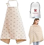 Stilltuch Musselin-Stillbezug für Babys Stillen Abdeckung Baumwolle Stillschal Stilltuch Atmungsaktiv und Leicht für Unterwegs Sichtschutz - KAMHBE (Khaki)