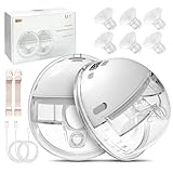 Milchpumpe Elektrisch mit 4 Modi, 2 Milchpumpe Handsfree, Breast Pump Electric Tragbare mit 2 Bh-Verstellklammern und 17/19/21mm Flanschen, Geräuscharm, BPA-Frei, mit LED-Display, Weiß