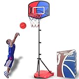 HAHAKEE Basketballkorb für Kinder, Verstellbares Tragbares Basketballset, Kinder-Basketballständer, Sportspielset, Netz, Ball, Luftpumpe
