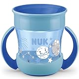 NUK Mini Magic Cup Trinklernbecher mit Leuchteffekt | 6+ Monate | 160 ml | auslaufsicherer 360°-Trinkrand | ergonomische Griffe | BPA-frei | Blau