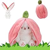 HONGECB Osterhase Plüschtier Hase, Stofftier Plüsch Hasen Versteckspiel, Hase Kuscheltier Plüschtiere, Kuscheltier Osterhase Puppe Geschenk Für Kinder (Erdbeeren)