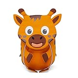Affenzahn Kleiner Freund Kindergarten-Rucksack für 1-3 Jährige Ergonomisch Reflektierend Ziehzunge mit Namensschild Giraffe - Orange