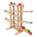 Infantastic® Kugelbahn aus Holz - Buchenholz, inkl. 4 Kugeln, Rollkasper, Rollblume, aus Teakholz, 70 x 30 x 48,5 cm, Bunt - Murmelbahn, Rollbahn, Holzkugelbahn, für Kind und Baby ab 1 Jahr