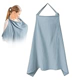 Stilltuch, Stilltuch für Unterwegs, Weicher Und Atmungsaktiver Stillschal Stilltuch StillschüRze Musselin-Stillbezug für Babys Nursing Cover für Unterwegs(Blau)