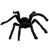 NieYat Spinne, Halloween Deko, 75 cm Schwarze Vogelspinne, Gruselige Partydekoration für Innen- und Außenbereich, Plüsch-Dekoration für Halloween, Karneval oder Mottoparty