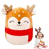 POPOYU Weihnachten Plüsch,8’’ Kleines Kuscheltier Elch Stofftier Gefüllte Plüschpuppe,Weihnachten Plüschkissen Spielzeug für Kinder Mädchen Jungen Xmas Sofa Dekoration Geschenk