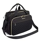 LEQUEEN Baby-Wickeltasche, Wickeltasche, Umhängetasche, Wickeltasche für Mütter und Väter, Schwarz, Medium, Schwarz , Medium