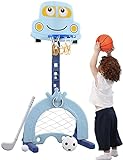 Basketballkorb Set | 5 in 1 Kinder Basketball Stand Set Ballspiele einstellbar Kinder Spielen Spielzeug tragbar für Kinder Baby Kleinkind (Blau)