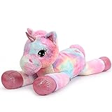 FAVOSTA Einhorn Pegasus Plüschtier Kuscheltier Kinder Plüach Einhorn Unicorn Liegend Kuscheltier für Mädchen 110cm Pink