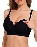 HBselect Still BHS ohne Bügel Seidig Schwangerschaft Mutterschaft BHS Umstands Nahtlos mit zusätzlichen BH-Verlängerung Schlaf BH für Damen Schwarz L