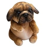 Hunde Plüschtier, Süßer Welpe Kuscheltier Puppen Weicher Mops Flauschiges Plüschtier for Kinder Jungen Geburtstagsdekoration(Dark Brown)
