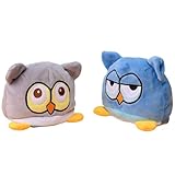 KUNSTIFY Eule Kuscheltier Stimmungs Kuscheltier Owl Wende Plüschtier für Mädchen Frauen Kinder Baby um Laune auszudrücken Geschenk für Freundin Eule Blau/Grau