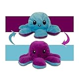 Oktopus Plüsch wenden, Octopus Plüschtier- Oktupus Stimmungs Kuscheltier,Soft,niedliche und doppelseitig flip Tintenfisch Spielzeug für Kinder und Erwachsene als Geburtstagsgeschenk(LilaBlau)
