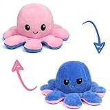 Fresion Octopus Plüschtier Stimmungs Oktopus Kuscheltier - Tintenfisch Kuscheltier 2 Gesichter, Reversible Octopus Kuscheltier für Kinder Erwachsene als Geburtstagsgeschenk (Rosa und Blau)